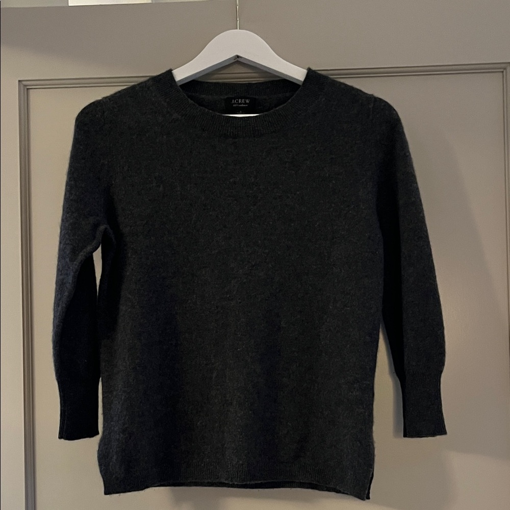 J.Crew | Cashmere crew neck sweater 3/4-length sleeves | Charcoal | Size S